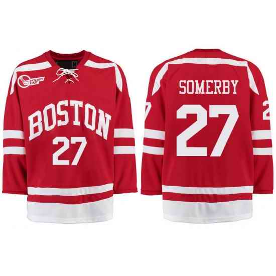 Boston University Terriers BU 27 Doyle Somerby Red Stitched Hockey Jersey